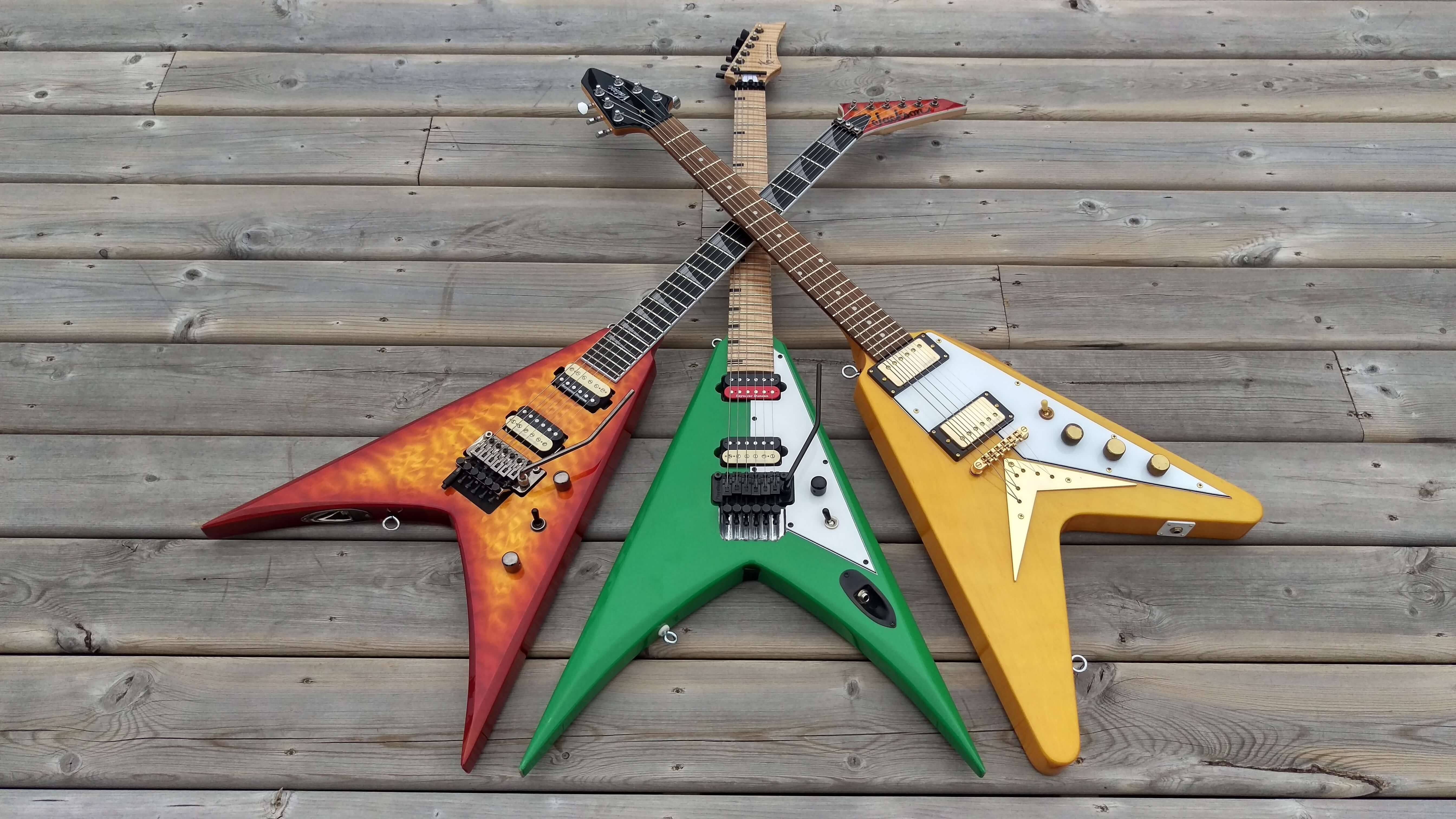 Set of flying v guitars